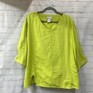 Soft Surrounding lime green open arm detail cotton with pocket PM top